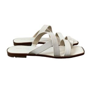 Marc Fisher white slip on sandals size 7 strappy embossed basic minimalist